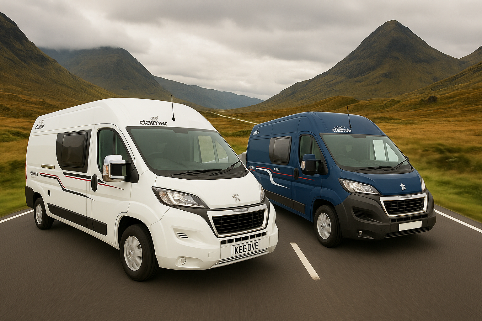 Motorhome on a scenic Highland road